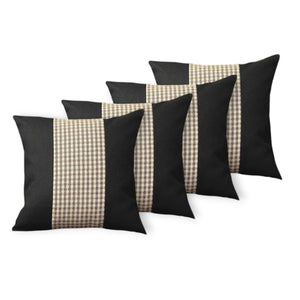 HomeRoots Set of Four 18" Houndstooth Throw Pillows in Black, Brown & White - Stylish Home Decor Accents 471894