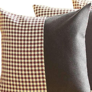 HomeRoots Set of Four 18" Black & Red Houndstooth Throw Pillows - Bold Style, Soft Comfort, Allergy-Friendly 471895
