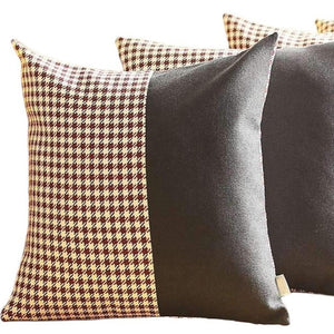 HomeRoots Set of Four 18" Black & Red Houndstooth Throw Pillows - Bold Style, Soft Comfort, Allergy-Friendly 471895