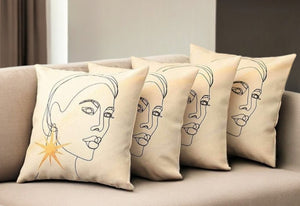 Homeroots Set Of Four 18" Beige And Black Throw Pillow   471898