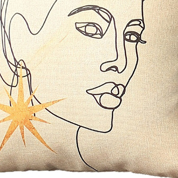 Homeroots Set Of Four 18" Beige And Black Throw Pillow   471898