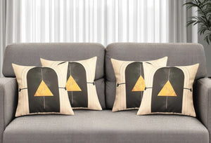 HomeRoots Set of Four 18" Ivory Black and Gold Geometric Throw Pillows – Modern Luxury for Any Décor 471899