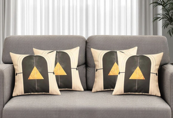 HomeRoots Set of Four 18" Ivory Black and Gold Geometric Throw Pillows – Modern Luxury for Any Décor 471899