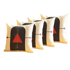 HomeRoots Set of Four 18" Geometric Throw Pillows in Ivory, Black, and Red - Modern Home Décor Accent Pieces 471900