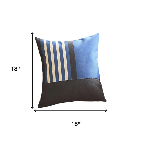 HomeRoots Set of Four 18" Striped Throw Pillows in Blue, Black, and White – Cozy, Durable, and Stylish Decor 471906