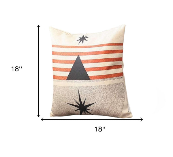 HomeRoots Set of Four 18" Geometric Throw Pillows in Ivory, Gray & Red – Cozy Modern Decor for Any Room 471909