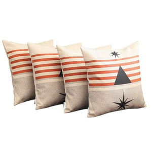 HomeRoots Set of Four 18" Geometric Throw Pillows in Ivory, Gray & Red – Cozy Modern Decor for Any Room 471909