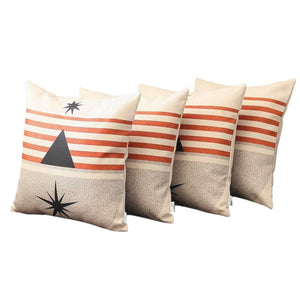 HomeRoots Set of Four 18" Geometric Throw Pillows in Ivory, Gray & Red – Cozy Modern Decor for Any Room 471909