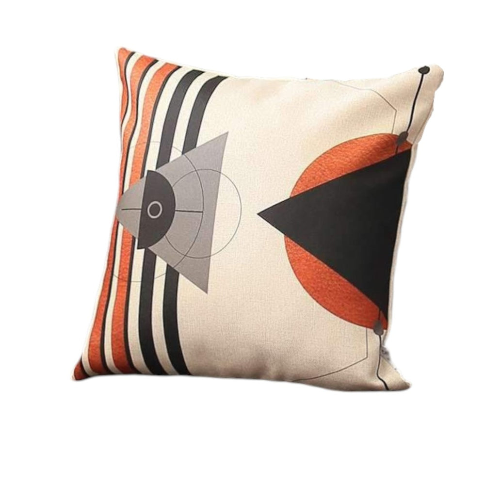 HomeRoots Set of Four 18" Geometric Throw Pillows in Ivory, Red & Black - Stylish Accent for Any Room 471911