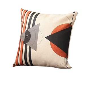 HomeRoots Set of Four 18" Geometric Throw Pillows in Ivory, Red & Black - Stylish Accent for Any Room 471911
