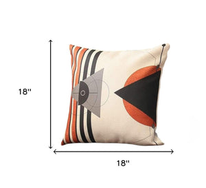 HomeRoots Set of Four 18" Geometric Throw Pillows in Ivory, Red & Black - Stylish Accent for Any Room 471911