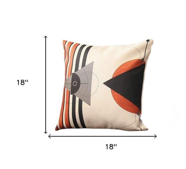 HomeRoots Set of Four 18" Geometric Throw Pillows in Ivory, Red & Black - Stylish Accent for Any Room 471911