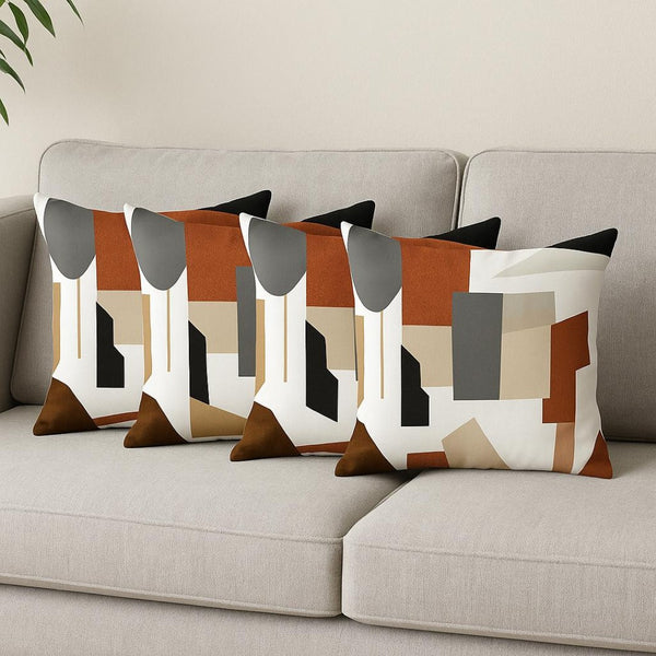 HomeRoots Set of Four 18" Abstract Ivory Gray and Orange Throw Pillows for Modern Home Decor & Comfort 471912
