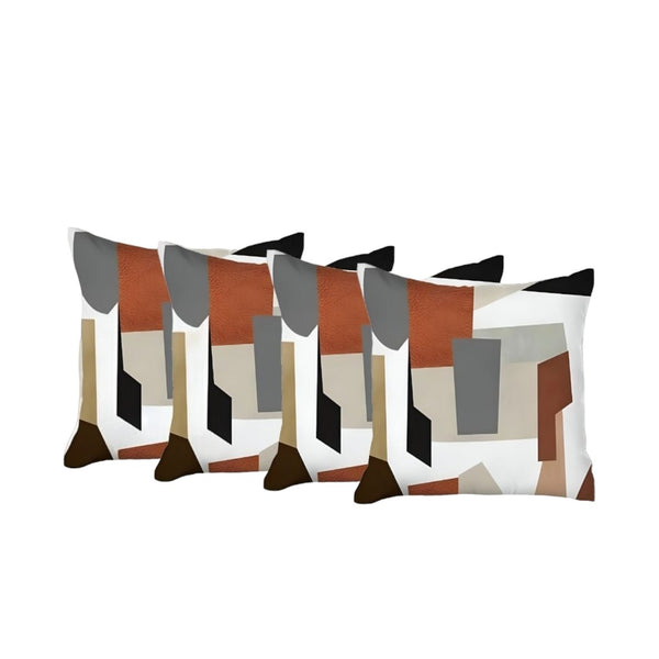 HomeRoots Set of Four 18" Abstract Ivory Gray and Orange Throw Pillows for Modern Home Decor & Comfort 471912