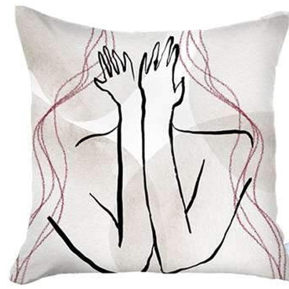 HomeRoots Set of Four Handmade 18" x 18" Black & Grey Abstract Throw Pillows for Stylish Home Decor 471913