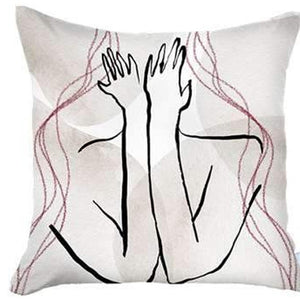 HomeRoots Set of Four Handmade 18" x 18" Black & Grey Abstract Throw Pillows for Stylish Home Decor 471913
