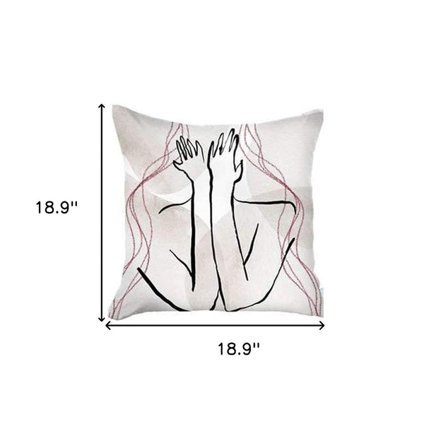 HomeRoots Set of Four Handmade 18" x 18" Black & Grey Abstract Throw Pillows for Stylish Home Decor 471913