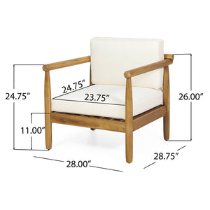 English Elm Christopher Knight Home® - BONSALLO Acacia Club Chair Cream & Brown — Water‑Resistant Cushions, Slat Design, Durable Outdoor Hardwood 69825.00