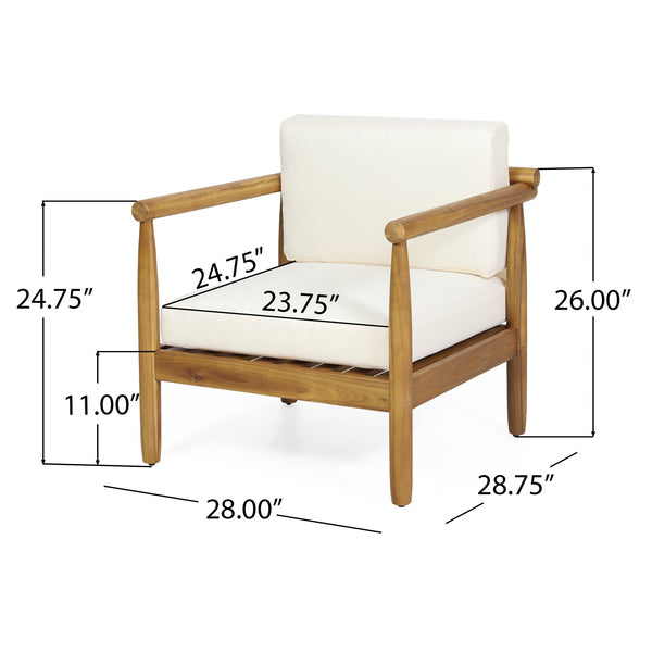 English Elm Christopher Knight Home® - BONSALLO Acacia Club Chair Cream & Brown — Water‑Resistant Cushions, Slat Design, Durable Outdoor Hardwood 69825.00