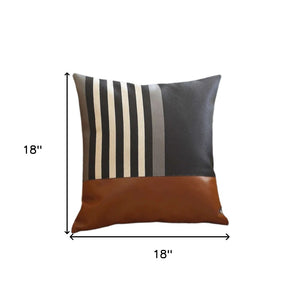 HomeRoots Set of Four 18" Striped Throw Pillows in Brown, Black & Ivory – Stylish Comfort for Any Room 471918