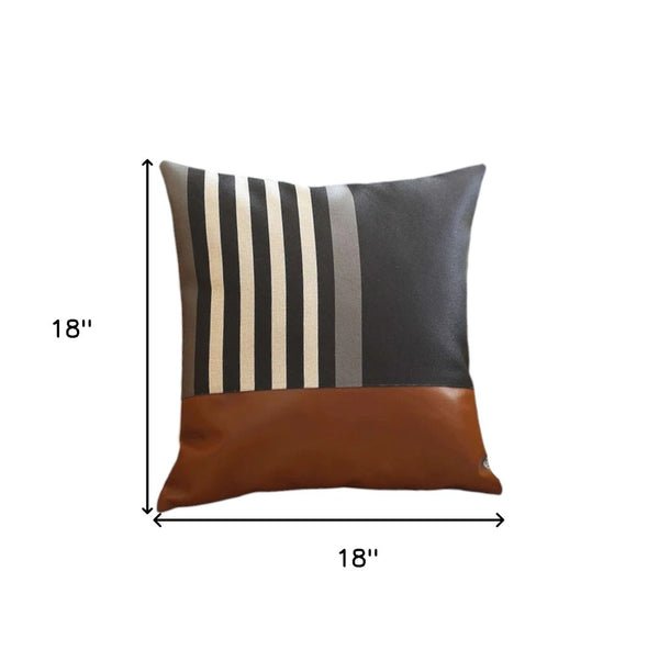 HomeRoots Set of Four 18" Striped Throw Pillows in Brown, Black & Ivory – Stylish Comfort for Any Room 471918