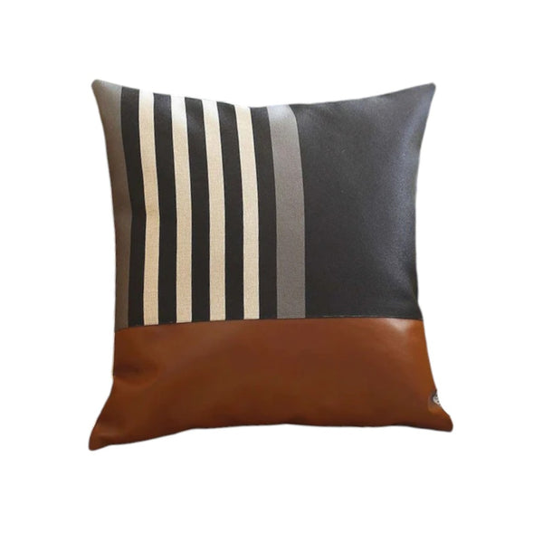 HomeRoots Set of Four 18" Striped Throw Pillows in Brown, Black & Ivory – Stylish Comfort for Any Room 471918