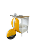 Homeroots Yellow Wood And Metal Mini Scooter End Or Side Table   471928