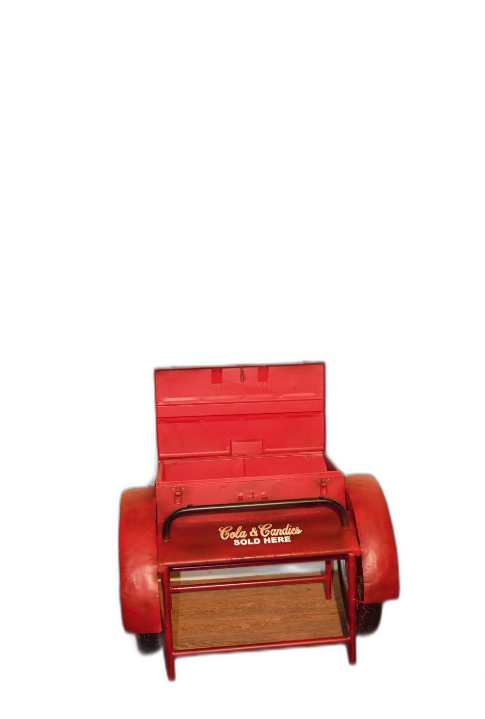 Homeroots Retro Red Metal Delivery Box Accent Side Table   471930