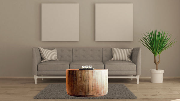 Homeroots 34" Natural Solid Wood Round Bunching Coffee Tables   471933