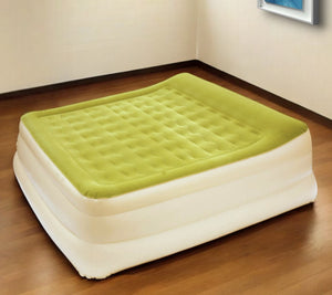 Homeroots Raised Head Moss Green Inflatable Queen Size Bed Mattress  K80,Pvc 471934
