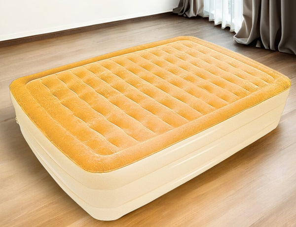 Homeroots Dreamy Golden Inflatable Queen Size Bed Mattress  K80,Pvc 471935