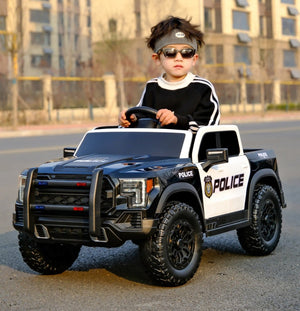 English Elm Kids 12v Police Patrol Ride on Car with Dual Motors Remote Control and Shock Absorption W1760P426785