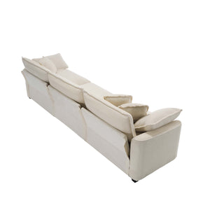 English Elm Mid-Century Modern 2-Piece Sofa Set: Stylish 3-Seater And Accent Chair In Soft Light Beige Corduroy W714S00776