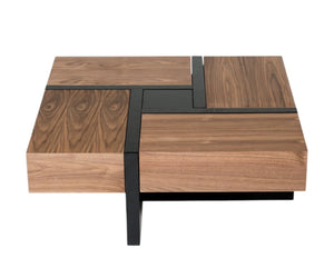 HomeRoots 39" Solid Wood Square Coffee Table with Four Drawers - Stylish Storage for Modern Living Spaces 471984