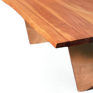 HomeRoots 31" Live-Edge Natural Solid Mango Wood Coffee Table with Sturdy Steel Base – No Assembly Needed! 471986