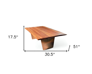 HomeRoots 31" Live-Edge Natural Solid Mango Wood Coffee Table with Sturdy Steel Base – No Assembly Needed! 471986