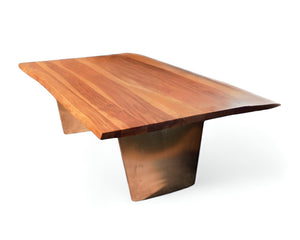 HomeRoots 31" Live-Edge Natural Solid Mango Wood Coffee Table with Sturdy Steel Base – No Assembly Needed! 471986