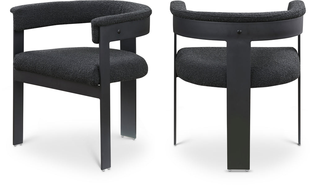 Romeo Black Boucle Fabric Dining Chair 471Black-C Meridian Furniture