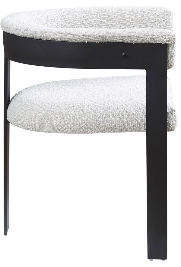 Romeo Cream Boucle Fabric Dining Chair 471Cream-C Meridian Furniture