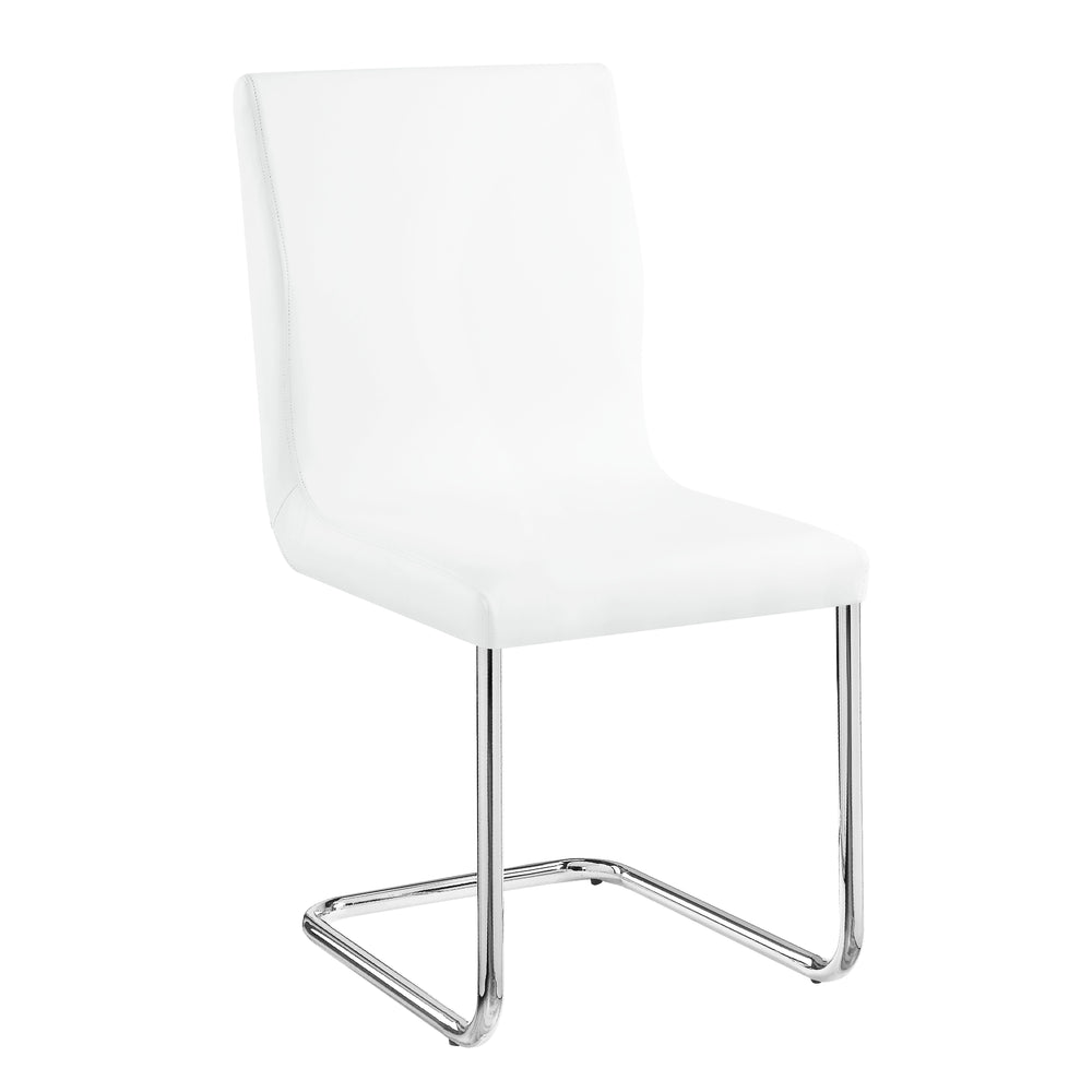 English Elm Palton White PU Leather Side Chairs Set of 2 with Chrome Legs — Ergonomic Cushioned Dining & Office Seating B2726P262771