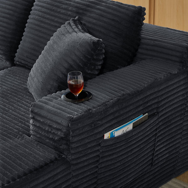 English Elm Compressible U-Shaped Modular Sofa Set - Stylish Minimalist Corduroy Cloud Couch For Flexible Living W2339S00091