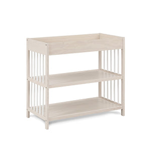 English Elm Pixie Mid-century Nursery Changing Table with Spindle Sides and Open Storage Shelves Natural+White B022P204852