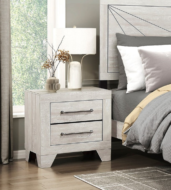 English Elm Contemporary Dusty Gray Oak Nightstand with 2 Dovetail Drawers, Silver Bar Pulls, Durable Wood Finish B011P323476