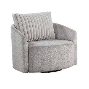 English Elm Modern Francine Swivel Chair in Soft Gray Chenille with Plush Corduroy Back Pillow, 360° Comfort B011P256605