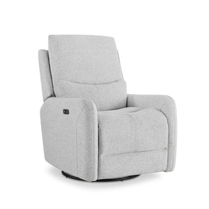 English Elm Jennifer Taylor Home - Dublin 30" Swivel Power Recliner Arm Chair in Saddle Faux Leather with 360° Base and Plush Foam Support Gray B2719P328581