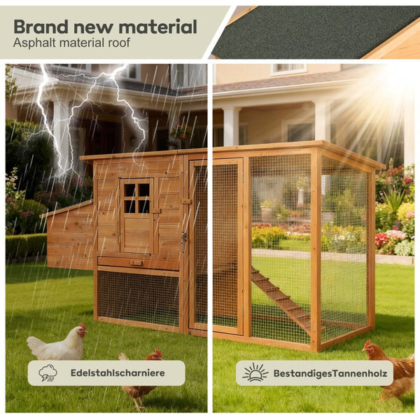 English Elm Extra-large Fir Wood Backyard Chicken Coop with Waterproof Roof and Predator Proof Run W3921S00002