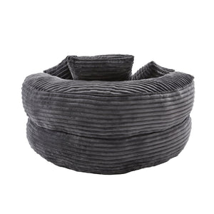 English Elm Bean Bag Sofa Oversized Corduroy Floor Lounge Chair with Armrests Pillows Foam Fill Dark Gray W395P426814