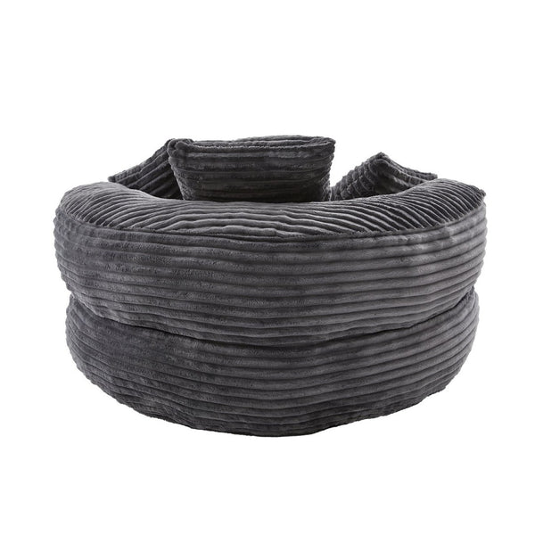 English Elm Bean Bag Sofa Oversized Corduroy Floor Lounge Chair with Armrests Pillows Foam Fill Dark Gray W395P426814