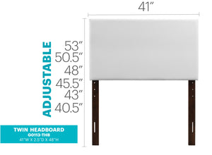 English Elm Nova Faux Leather Panel Headboard Sleek Upholstered Twin Bed Frame for Modern Bedroom White B078112022