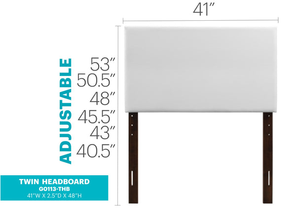 English Elm Nova Faux Leather Panel Headboard Sleek Upholstered Twin Bed Frame for Modern Bedroom White B078112022